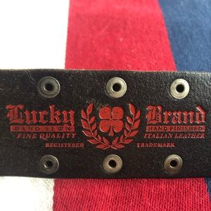 Lucky Brand Leather Belt, Silver Buckle, 36” Long